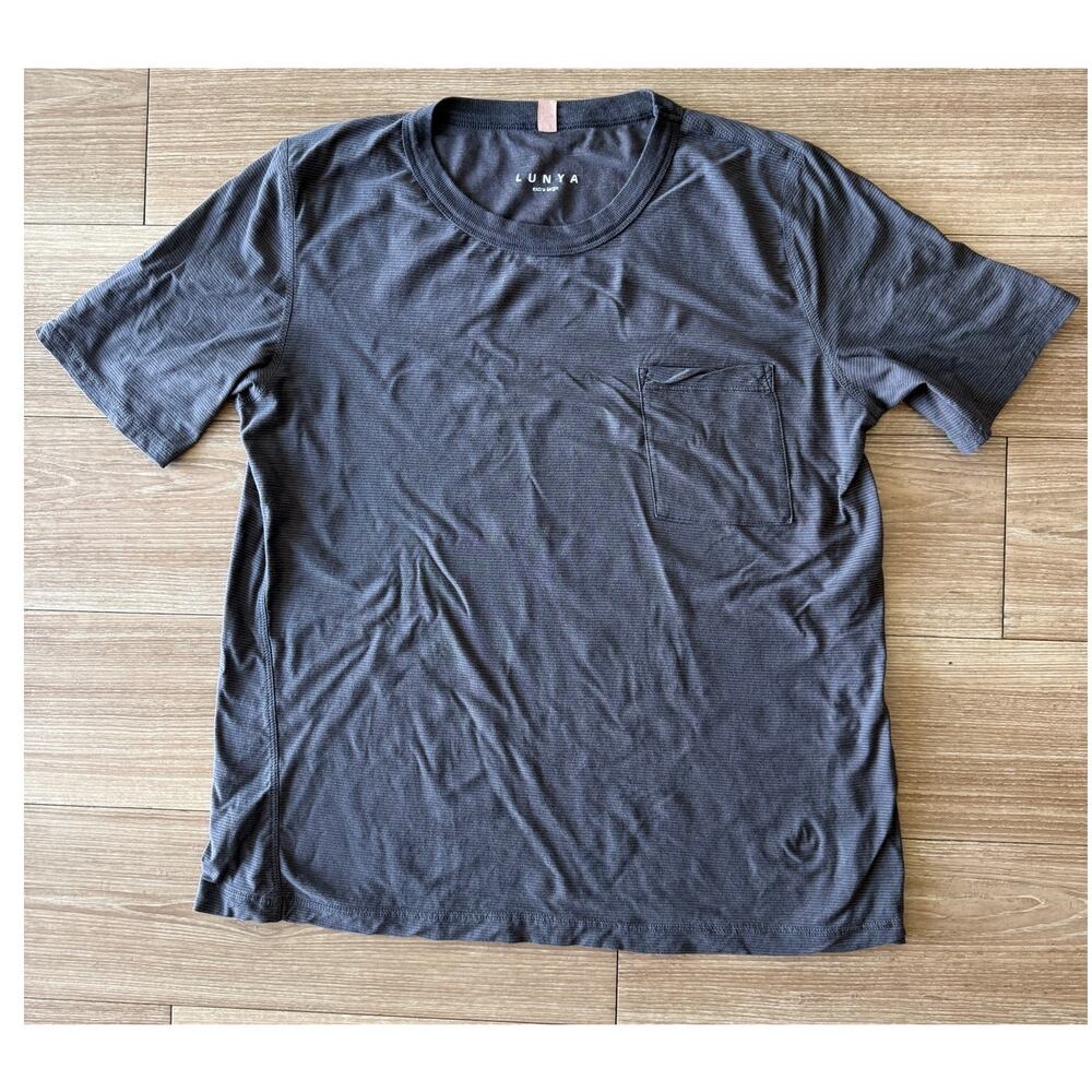 Lunya Gray Cotton Short Sleeve Pocket T-Shirt Crewneck XL Extra Large